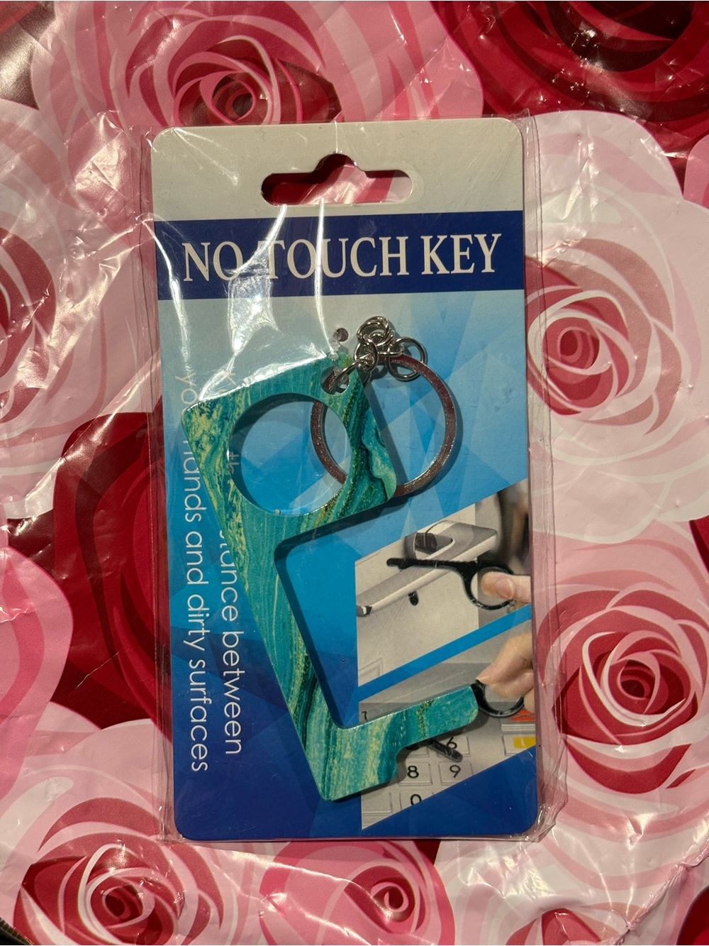 No Touch Key Tool – Teal Green Hands-Free Keychain